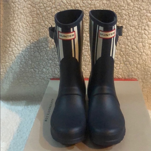 NEW Hunter Original Short Navy Stripe Rain Boots 7 - Picture 4 of 4